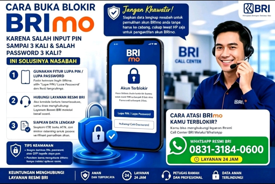 Begini Cara buka blokir BRImo Salah PIN 3 kali Atasi akun BRImo 